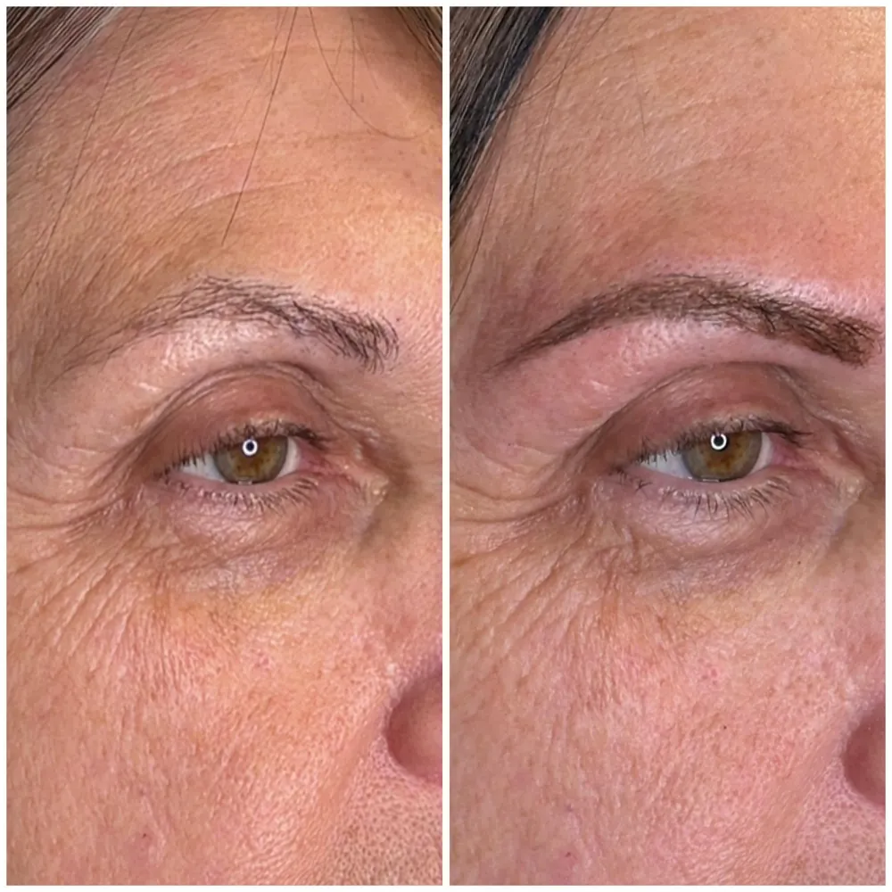 Brow tattoo before and after