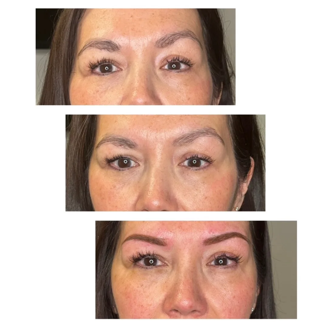 Brow tattoo before and after