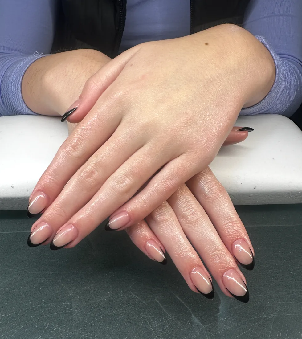 Black French gel nails